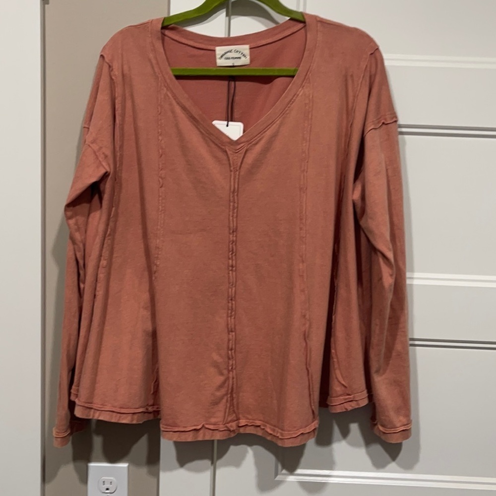 Organic Cotton Boutique Top NWT Sz M oversized. TerraCotta/Rusty Orange.